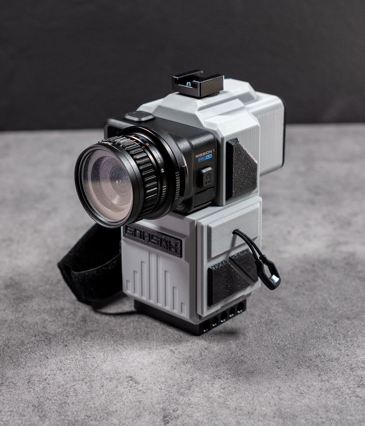Mini 60 camera housing with GoPro Mission 1 ILS installed and lens attached