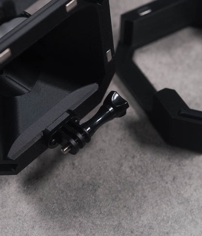 Close up of mounting screw for Mini VX™ 3D-printed action camera cage f