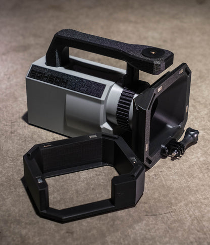 Side view of the Mini VX™ 3D-printed action camera cage