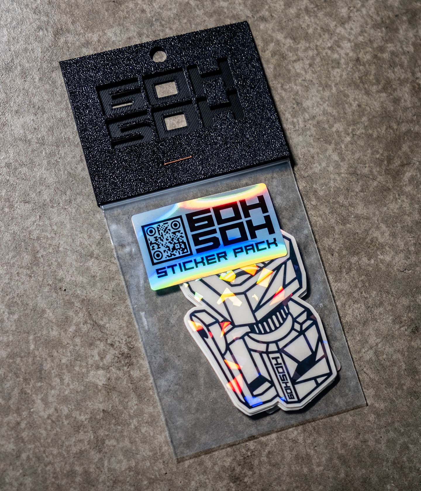 Holographic 6oh5oh logo sticker with ice-reflection effect.